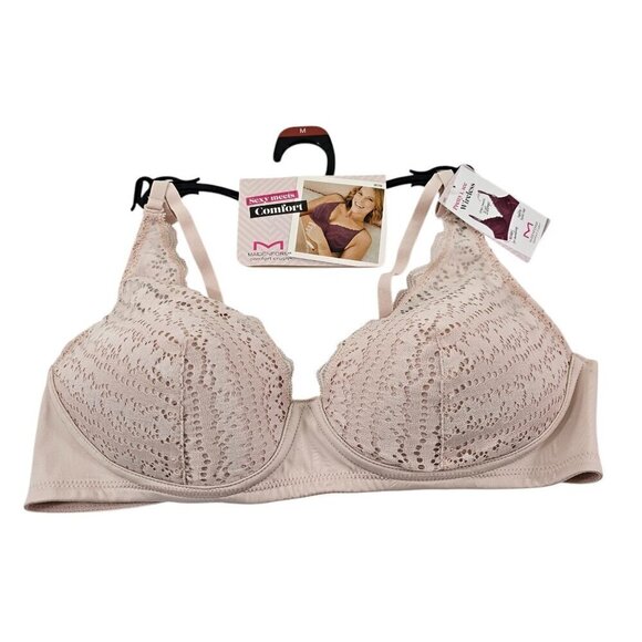 Maidenform Comfort Crush Pretty Lace Wireless Pink Bra – Small/Medium NWT - Picture 4 of 16